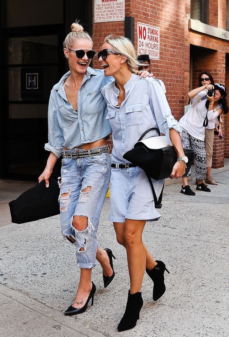 moda de rua look total jeans