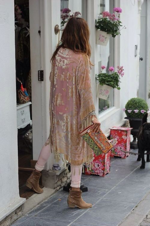 kimono de veludo look