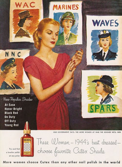 A Cutex propaganda do vintage durante a Segunda Guerra Mundial