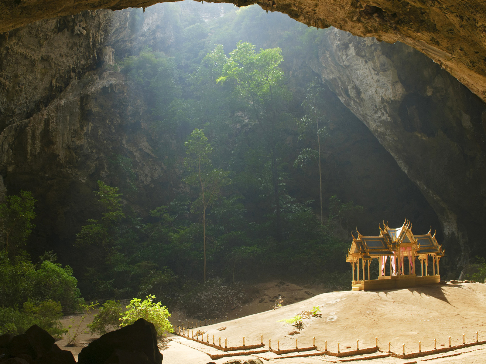 the surreal Phraya Nakhon Cave and throne pavilion in Khao Sam Roi Yot National Park in Thailand