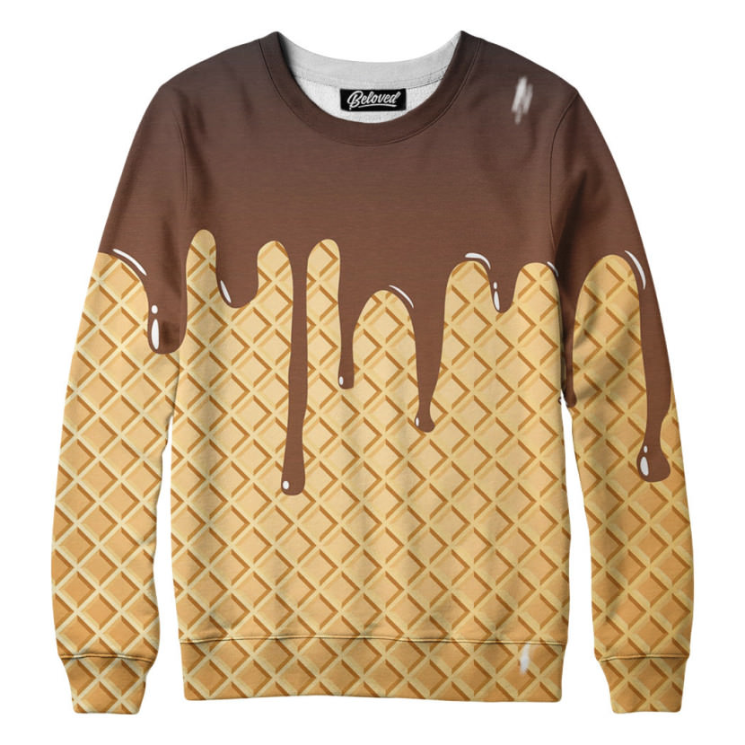 suéter com estampa de sorvete e chocolate