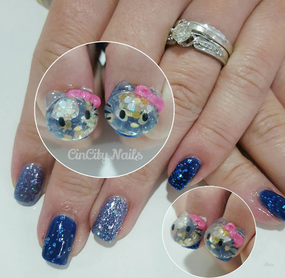 snow globe nail tendência em nail art
