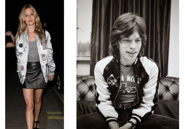 Georgia May Jagger e Mick Jagger jaqueta bomber