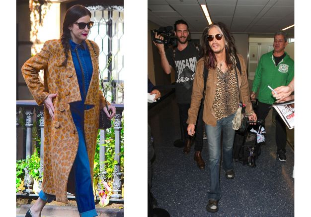 Liv e Steven Tyler roupas com estampa de oncinha