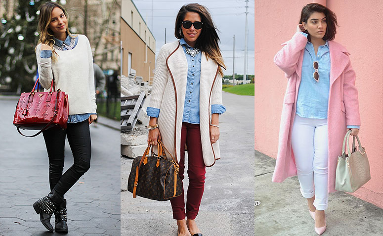 Camisa jeans nos looks de inverno