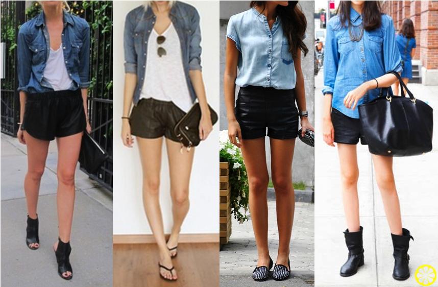 camisa jeans com shorts