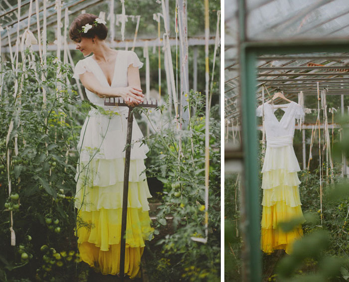 vestido de casamento com saia amarelo