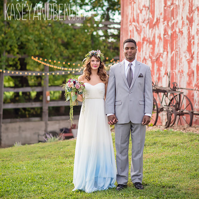 vestido de casamento moderno dip dye