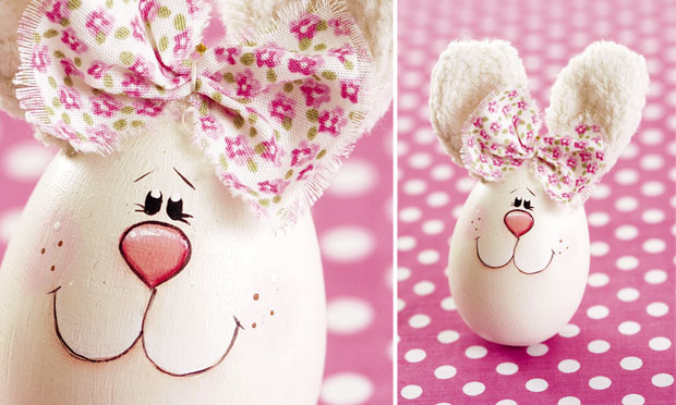 Decoração de Páscoa com casca de ovo ovinhos divertidos