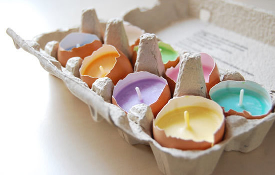 Decoração de Páscoa com casca de ovo velas