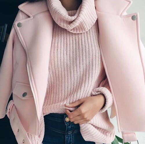 Millennial Pink rosa tendência geração Y blusão de lã e casaco
