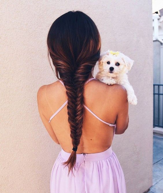 Fotos Tumblr fáceis de imitar com cachorro e trança