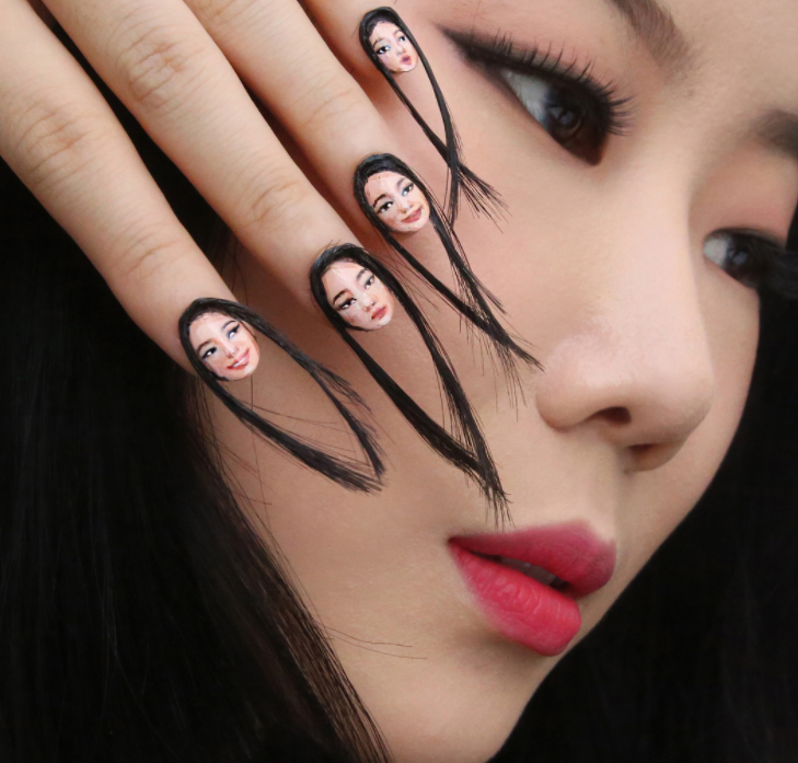 nailart selfie com cabelo