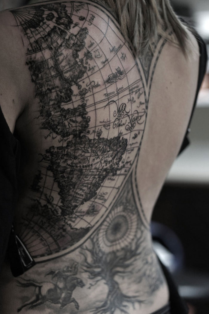 tatuagem de mapa antigo