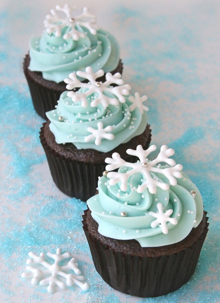 cupcake com flocos de neve