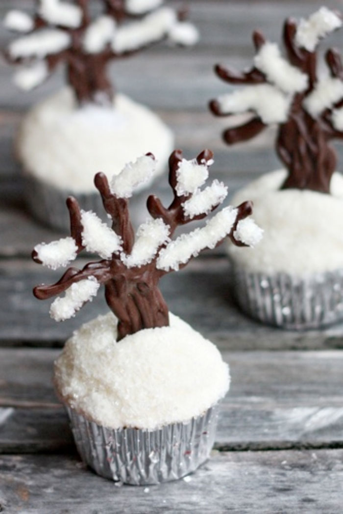 cupcake de natal neve na árvore