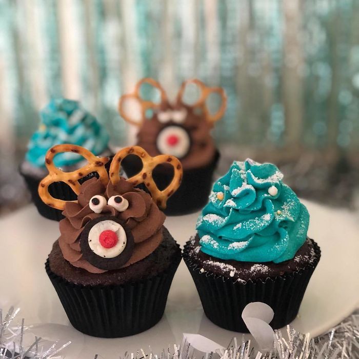 cupcake de natal rena e árvore