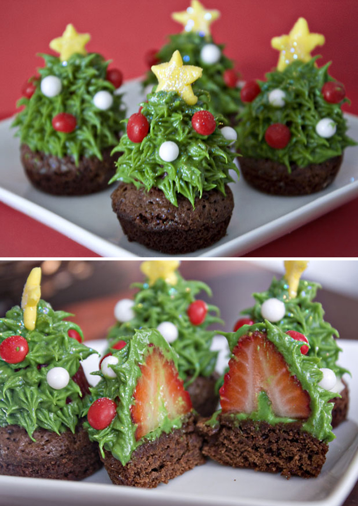 cupcake de árvore de natal verde