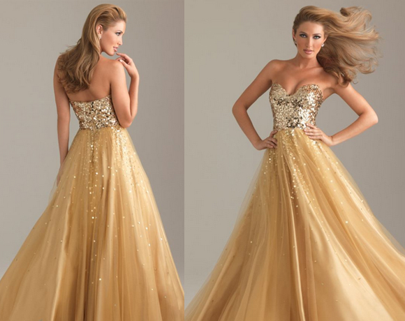 vestido debutante dourado longo