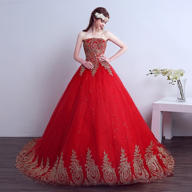 vestido debutante vermelho longo com dourado