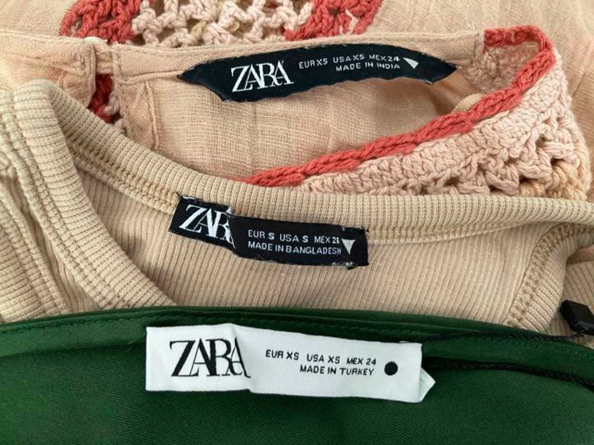 Símbolos nas etiquetas de roupa da Zara