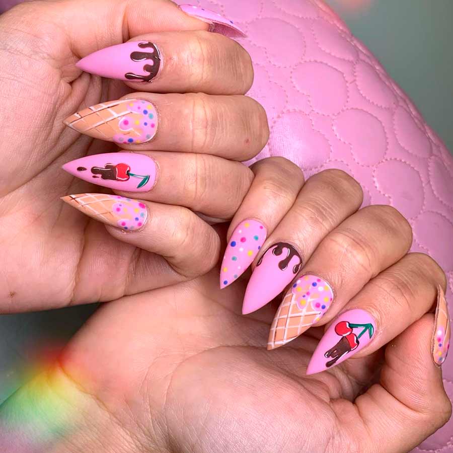 nail art unha de sorvete