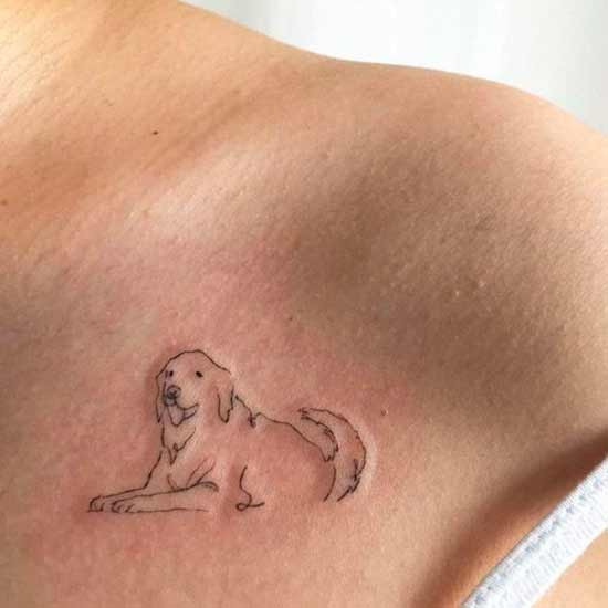 tatuagem minimalista linhas finas cachorro