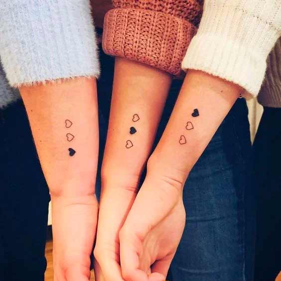 tatuagem para 3 melhores amigas