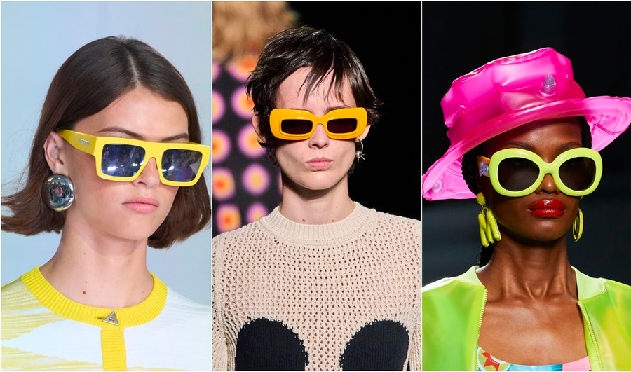 tendência óculos 2024 amarelo